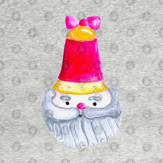 Cute Santa Bell Christmas Ornament Illustration - Watercolor by Neginmf